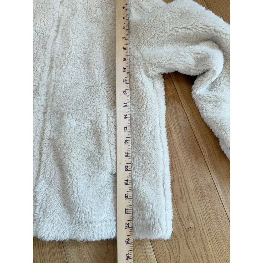 J.Crew Funnel Neck Sherpa Zip Up Jacket Womens XS Ivory Cream Oversized Cozy
